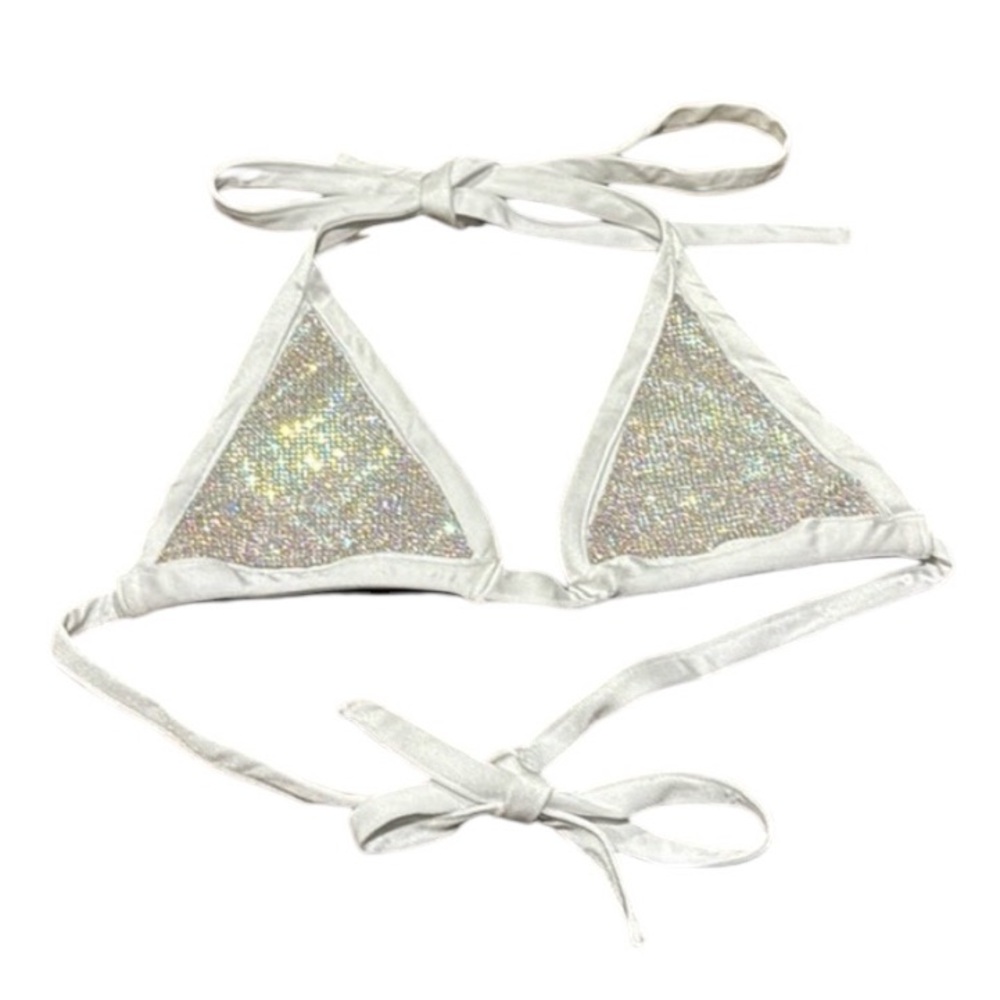 Sparkl Fairy Couture White Sparkle Triangle Bikini Top